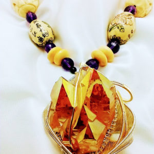 Spring - Sunset Aura Quartz Necklace